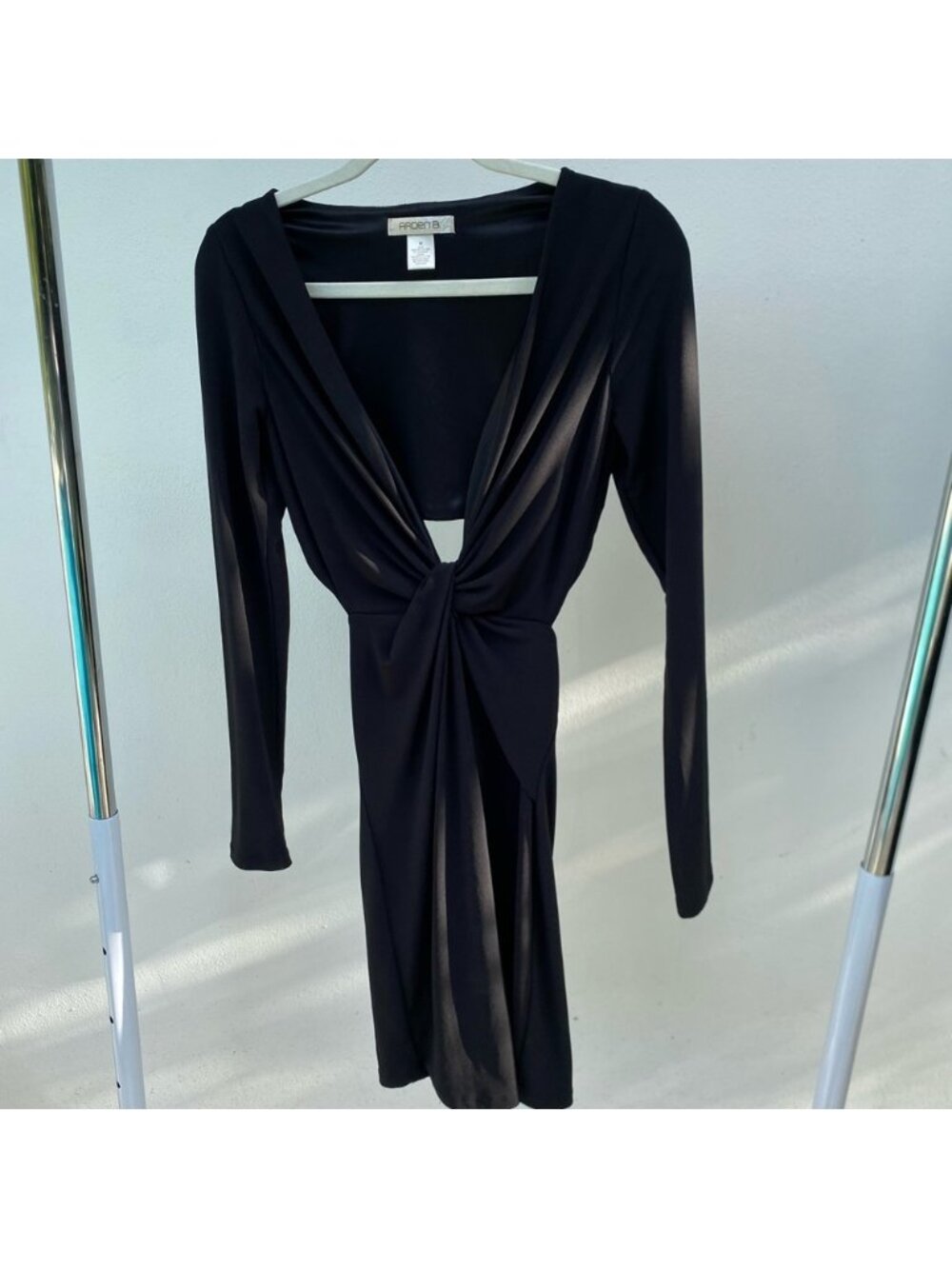 Y2K Arden B Black Slinky Long Sleeve Cutout Dress Size Medium